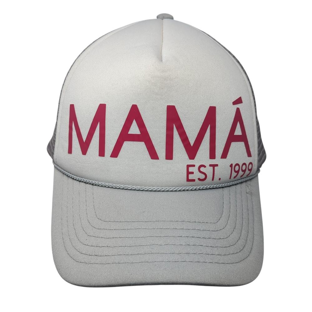Mama Est. 1999 Snapback Rope Trucker Hat Gray One Size Mesh Back Dalix